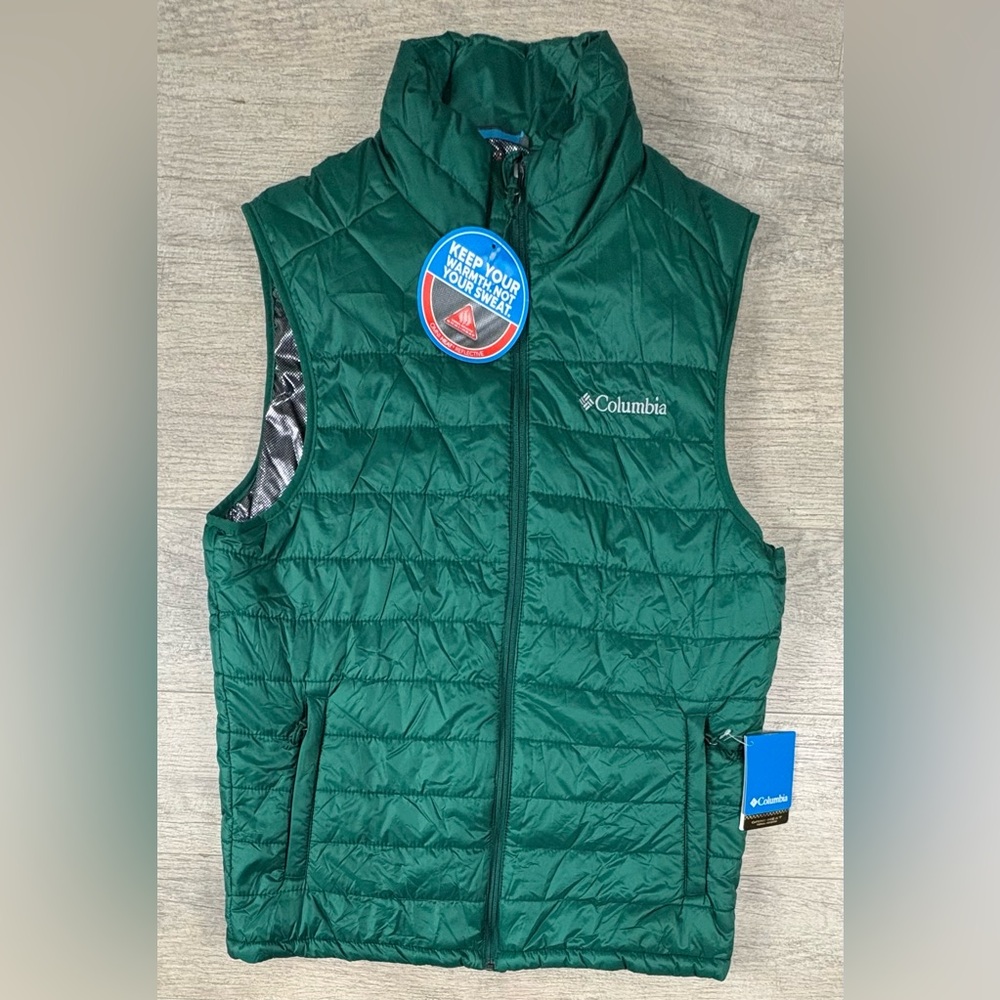 Columbia Omni-Heat Insulated Mens Crested Butte II Puffer Vest Green Small New